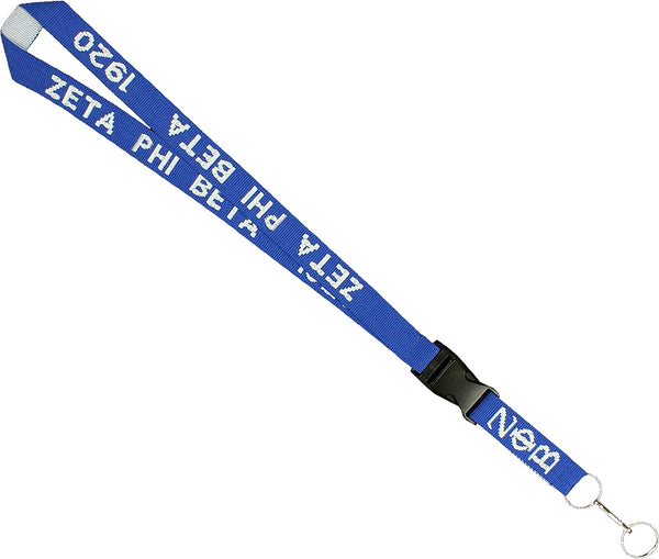 Zeta Phi Beta Break Away Woven Lanyard [Blue]