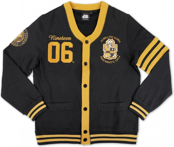 Big Boy Alpha Phi Alpha Divine 9 S5 Light Weight Mens Cardigan [Black]
