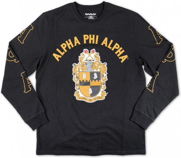 Big Boy Alpha Phi Alpha Divine 9 S2 Long Sleeve Mens Tee [Black]