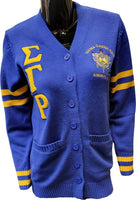 Buffalo Dallas Sigma Gamma Rho Chenille Varsity Cardigan [Button Down - Blue]