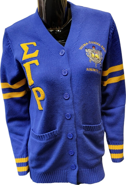 Buffalo Dallas Sigma Gamma Rho Chenille Varsity Cardigan [Button Down - Blue]