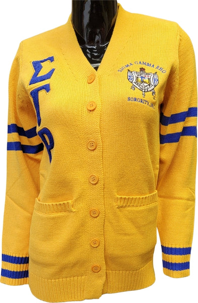 Buffalo Dallas Sigma Gamma Rho Chenille Varsity Cardigan [Button Down - Gold]