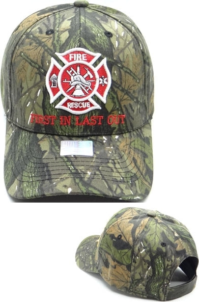 Fire Rescue Emblem First In Last Out Mens Cap [Real-Tree Camouflage]