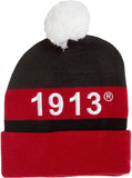 Delta Sigma Theta Embroidered Knit Beanie With Ball [Black]
