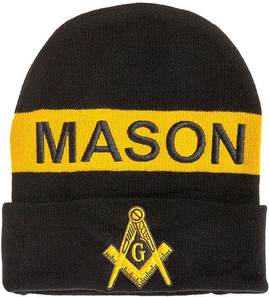 Mason Embroidered Knit Beanie [Black]