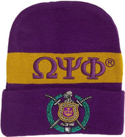 Omega Psi Phi Embroidered Knit Beanie [Purple]
