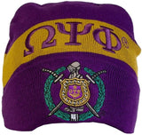 Omega Psi Phi Embroidered Knit Beanie [Purple]