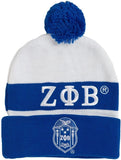 Zeta Phi Beta Embroidered Knit Beanie With Ball [White]