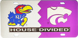 Kansas + Kansas State House Divided Split License Plate Tag [Silver/Purple]