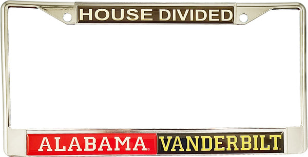 Alabama + Vanderbilt House Divided Split License Plate Frame [Silver]