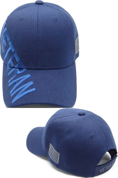 Plain Veteran Shadow Text US Flag Mens Cap [Baseball Cap - Navy Blue]
