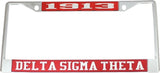 Delta Sigma Theta Year 1913 License Plate Frame [Silver Standard Frame - Red/Silver]