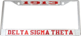 Delta Sigma Theta Year 1913 License Plate Frame [Silver Standard Frame - Silver/Red]