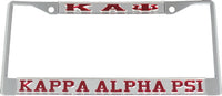Kappa Alpha Psi Greek Letters License Plate Frame [Silver Standard Frame - Silver/Red]