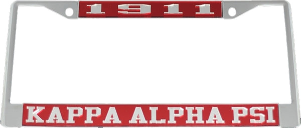 Kappa Alpha Psi Year 1911 License Plate Frame [Silver Standard Frame - Red/Silver]