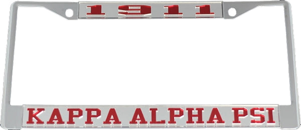 Kappa Alpha Psi Year 1911 License Plate Frame [Silver Standard Frame - Silver/Red]