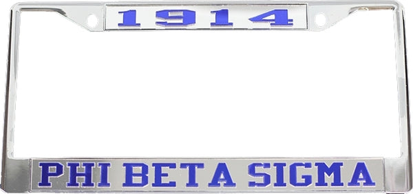 Phi Beta Sigma Year 1914 License Plate Frame [Silver Standard Frame - Silver/Blue]