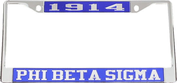 Phi Beta Sigma Year 1914 License Plate Frame [Silver Standard Frame - Blue/Silver]