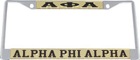 Alpha Phi Alpha Greek Letters License Plate Frame [Silver Standard Frame - Gold/Black]