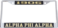Alpha Phi Alpha Year 1906 License Plate Frame [Silver Standard Frame - Black/Gold]