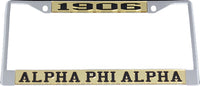 Alpha Phi Alpha Year 1906 License Plate Frame [Silver Standard Frame - Gold/Black]