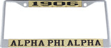 Alpha Phi Alpha Year 1906 License Plate Frame [Silver Standard Frame - Gold/Black]