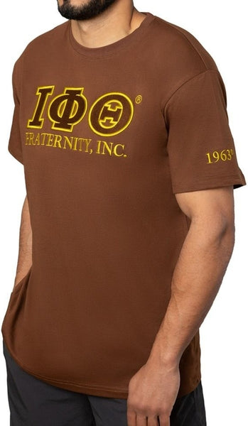 Iota Phi Theta Luxury Embroidered Mens Tee [Short Sleeve - Brown]