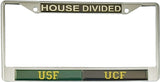 South Florida (USF) + Central Florida (UCF) House Divided Split License Plate Frame [Silver]