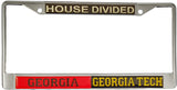 Georgia + Georgia Tech House Divided Split License Plate Frame [Silver]