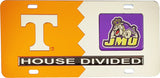 Tennessee + James Madison House Divided Split License Plate Tag [Orange/Silver]