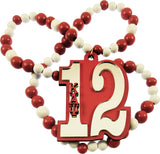 Kappa Alpha Psi Wood Color Bead Tiki Line #12 Medallion [Red/White]