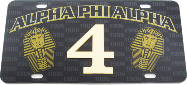 Alpha Phi Alpha Printed Line #4 License Plate [Black]