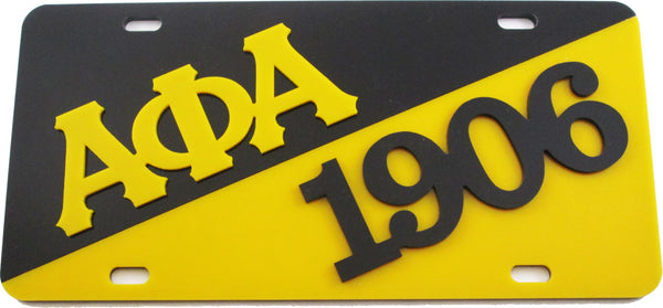 Alpha Phi Alpha 1906 Split Founder License Plate [Black/Gold]