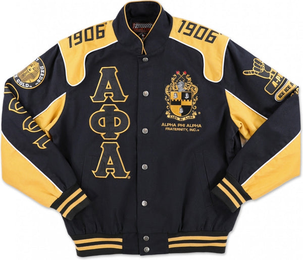 Big Boy Alpha Phi Alpha Divine 9 S11 Mens Racing Twill Jacket [Black]