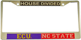 East Carolina + North Carolina State House Divided Split License Plate Frame [Silver]