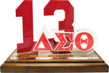 Delta Sigma Theta Acrylic Desktop Line #13 With Wooden Base [Brown]