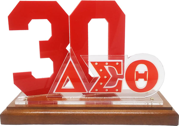 Delta Sigma Theta Acrylic Desktop Line #30 With Wooden Base [Brown]