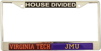 Virginia Tech + James Madison House Divided Split License Plate Frame [Silver]