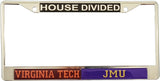 Virginia Tech + James Madison House Divided Split License Plate Frame [Silver]