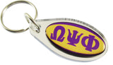 Omega Psi Phi Pear Shaped Domed Key Chain [Silver]