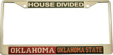 Oklahoma + Oklahoma State House Divided Split License Plate Frame [Silver]