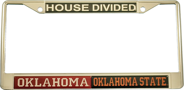 Oklahoma + Oklahoma State House Divided Split License Plate Frame [Silver]