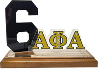 Alpha Phi Alpha Acrylic Desktop Line #6 With Wooden Base [Brown]