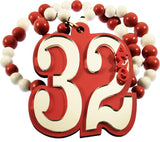 Delta Sigma Theta Wood Color Bead Tiki Line #32 Medallion [Red/White]