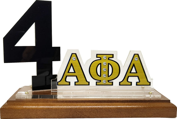Alpha Phi Alpha Acrylic Desktop Line #4 With Wooden Base [Brown]