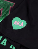 Big Boy Alpha Kappa Alpha Divine 9 Sequin Patch Ladies Tee [Black]