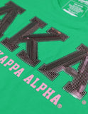 Big Boy Alpha Kappa Alpha Divine 9 Sequin Patch Ladies Tee [Green]