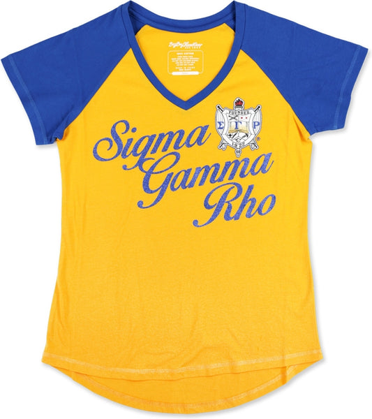 Big Boy Sigma Gamma Rho Divine 9 S2 V-Neck Ladies Tee [Gold]