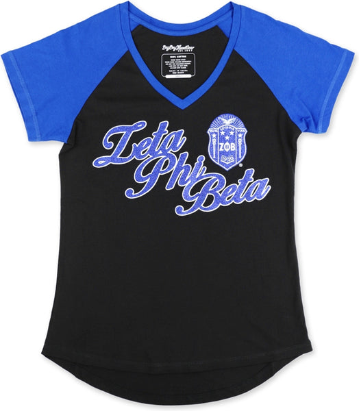 Big Boy Zeta Phi Beta Divine 9 S2 V-Neck Ladies Tee [Black]