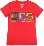 Big Boy Eastern Star Divine Sequin Patch Ladies Tee [Red]